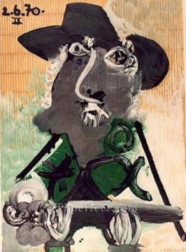 Pablo Picasso Painting - Retrato de un hombre con sombrero gris 1970 Pablo Picasso